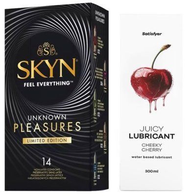Набор Лубрикант Satisfyer Cheeky Cherry 300мл + SKYN Unknown Pleasures+ 14 шт. SOS12803 фото