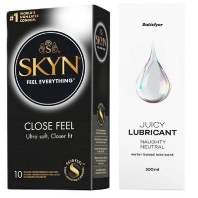 Комплект Лубрикант Satisfyer Juicy Lubricant Naughty Neutral 300 мл + SKYN Close Feel 10 шт SOS12753 фото