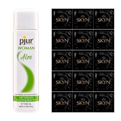 Набір SKYN Original, 12 шт + лубрикант на водній основі pjur Woman Aloe, 100 мл SKYN49 фото