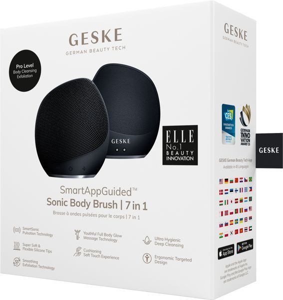 Ультразвукова щітка для тіла та інтенсивний пілінг GESKE Sonic Body Brush&Intensive Exfoliator 7в1 black HB0352 фото