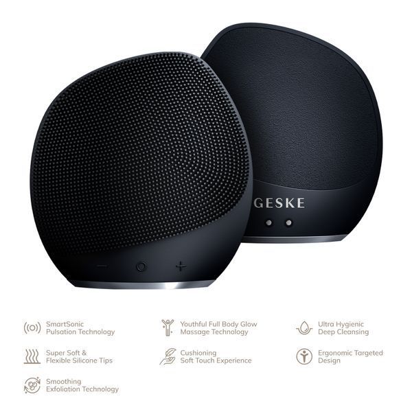 Ультразвукова щітка для тіла та інтенсивний пілінг GESKE Sonic Body Brush&Intensive Exfoliator 7в1 black HB0352 фото