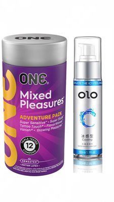 Комплект ONE Mixed Pleasures 12 шт + Лубрикант охлаждающий на водной основе OLO 60 мл SOS1139 фото