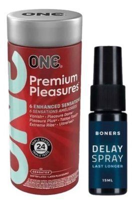 Набор из 24 шт ONE Premium Pleasures + Пролонгатор Boners Delay Spray 15 мл SOS9383 фото