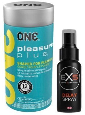 Набор из ONE Pleasure Plus 12 шт + Пролонгатор EXS DELAY SPRAY 50 МЛ SOS9533 фото