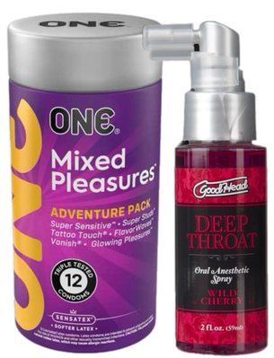 Комплект 12 шт ONE Mixed Pleasures + Спрей Doc Johnson GoodHead DeepThroat Spray Wild Cherry 59 мл SOS6106 фото