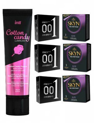 Комплект: Лубрикант Intt Cotton Candy (100 мл) + 9 шт. SKYN + OLO Feeling Ultrathin 9 шт. SOS11246 фото