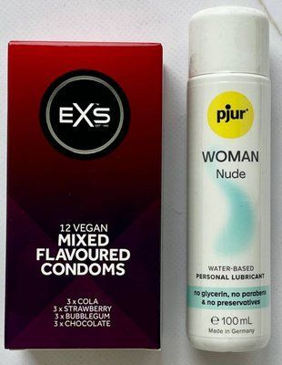 Набір EXS Mixed Flavoured 12 шт + Лубрикант pjur Woman Nude, 100 мл SOS3236 фото