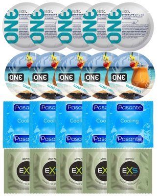 Набір 20 шт ONE Pleasure Plus + ONE Island Punch + Pasante Cooling + EXS Snug Fit SOS7288 фото