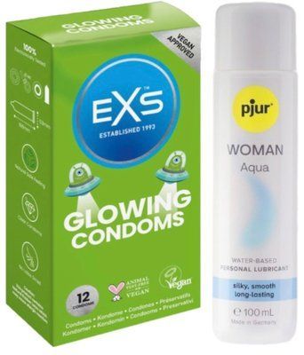 Комплект EXS Glowing 12 шт + Pjur Woman Aqua 100 мл SOS13604 фото