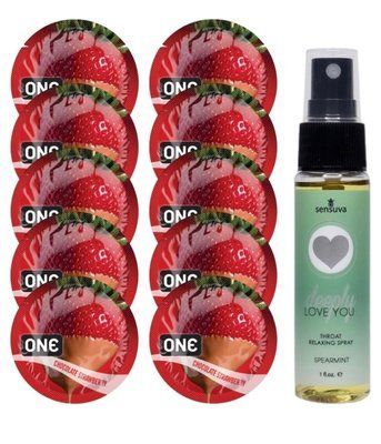 Комплект ONE Chocolate Strawberry 10 шт + Sensuva Deeply Love You &ndash; Spearmint, 29 мл SOS13754 фото