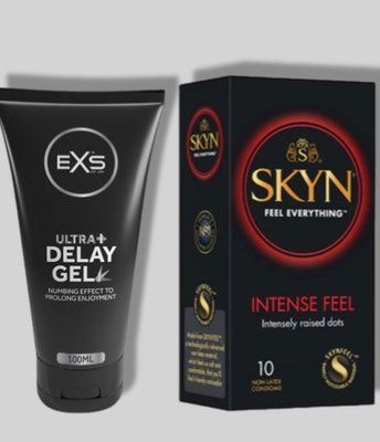 SKYN Intense Feel 10 шт + Пролонгатор EXS Delay Gel Ultra+ 100ml SOS5651 фото