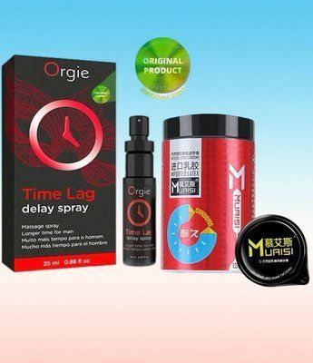Пролонгатор для мужчин Time Lag, 25 мл. ORGIE + 0,02 мм Muaisi Red (12 шт) SOS6687 фото