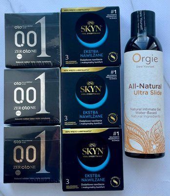 Набір 18 шт OLO Feeling Ultrathin 001 + Skyn Extra Lube + Лубрикант ALL-NATURAL Ultra Slide 150 мл Orgie SOS3785 фото