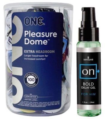 Набор из ONE Pleasure Dome, 100 шт + Пролонгатор Sensuva - ON Bold (29 мл) SOS9583 фото