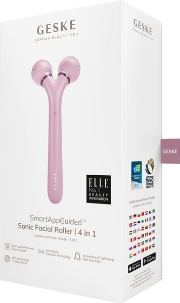 Электронный ультразвуковой ролик для лица GESKE Sonic Facial Roller 4в1 pink HB0181 фото