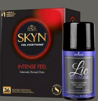 Комплект Skyn ​​Intense feel 36 штук + Гель Sensuva - Lic-o-licious Blueberry Muffin (50 мл) SOS5401 фото