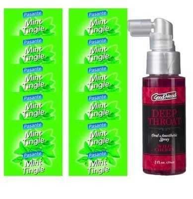 Комплект Pasante Mint Tingle 10 шт + Doc Johnson GoodHead DeepThroat Spray Wild Cherry (59 мл) SOS13905 фото