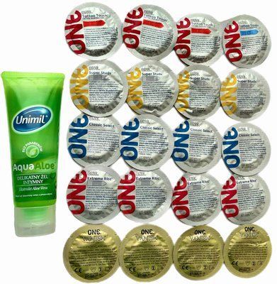 Набор с 20 шт - ONE+Лубрикант Unimil Aloe 80 мл SOS1339 фото