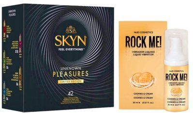 Набор из SKYN Pleasures (42 шт) + Жидкий вибратор ROCK ME! Cookie & Cream (20 мл) от Nuei SOS10043 фото
