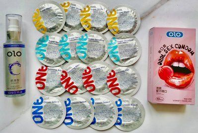 Набор 26 шт ONE Classic, Super Sensitive, Super Studs, Extreme ribs + OLO Oral Candy + Лубрикант "olo smooth" 60 мл класична SOS1734 фото