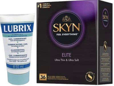 Набор из Лубрикант на водной основе Lubrix (50 мл) + Skyn Elite 36 шт SOS8783 фото