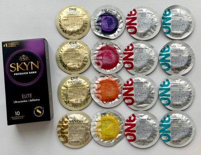 Набір 26 штук Skyn Elite + ONE Color Sensations, Extreme Ribs, Pleasure plus, Vanish SOS2235 фото