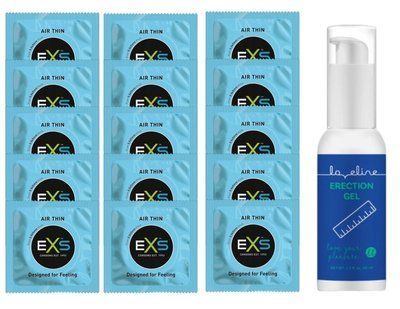 Комплект EXS Air Thin 15 шт + Erection Gel, 50 мл Loveline SOS14747 фото