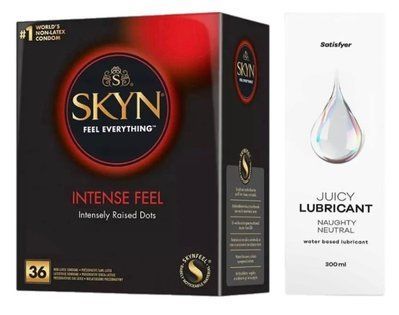 Комплект Лубрикант Satisfyer Juicy Lubricant Naughty Neutral 300 мл + SKYN Intense Feel 36 шт SOS12754 фото