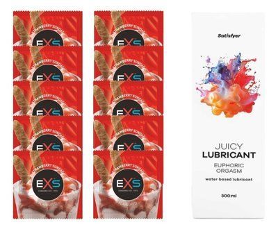 Комплект: EXS STRAWBERRY SUNDAE 10 шт. + Лубрикант Satisfyer Euphoric Orgasm 300 мл SOS11450 фото