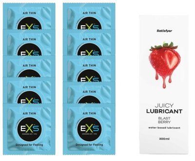 Набір: EXS Air Thin 10 шт. + Лубрикант Satisfyer Blast Berry 300 мл SOS11196 фото