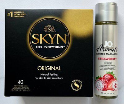 Набір 40 шт SKYN Original + System JO Aromatix &mdash; Massage Oil &mdash; Strawberry 120 мл SOS1634 фото