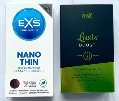 Набір EXS NANO Thin 12 шт - Пролонгатор для чоловіків Intt Lasts (15 мл) SOS3635 фото