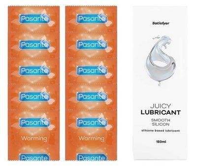 Комплект Pasante Warming 10шт. + Лубрикант Satisfyer Juicy Lubricant Smooth Silicon 150 мл SOS11602 фото