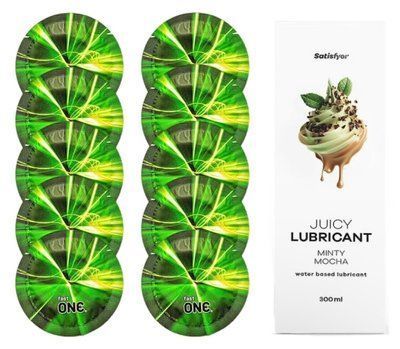 Комплект One Glowing 10 шт. + Лубрикант Satisfyer Juicy Lubricant Minty Mocha (300 мл) SOS12202 фото