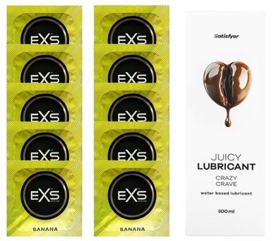 Комплект: з EXS Banana 10 шт + Лубрикант Satisfyer Juicy Crazy Crave water based 300 мл SOS11347 фото