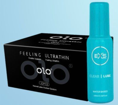 Набір OLO - ультратонкі -001 ( 10 штук) + EXS Clear Lube Water Based 100 мл SOS4496 фото