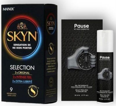 Набор из SKYN Selection (9 шт) + Пролонгатор PAUSE &mdash; Nuei, 50мл SOS8883 фото