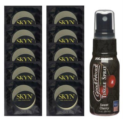 Комплект SKYN Pina Colada 10 шт + Doc Johnson GoodHead Tingle Spray Sweet Cherry (29 мл) SOS13704 фото