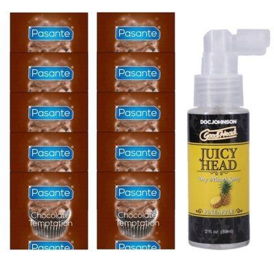 Pasante Chocolate Temptation 10 шт + Doc Johnson GoodHead &ndash; Juicy Head Pineapple (59 мл) SOS14005 фото