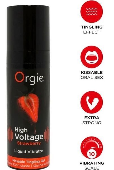 Рідкий вібратор Orgie з ароматом полуниці HIGH VOLTAGE 15 мл S3349 фото
