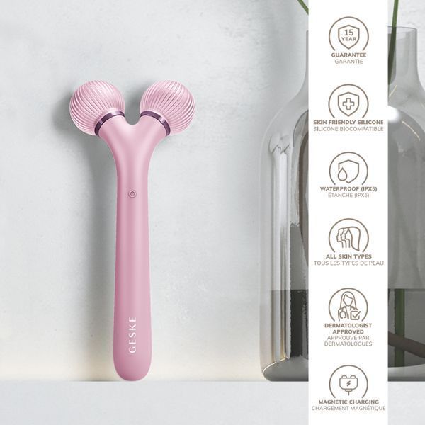 Электронный ультразвуковой ролик для лица GESKE Sonic Facial Roller 4в1 pink HB0181 фото