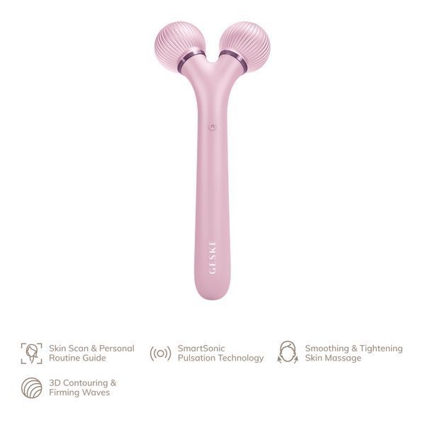 Электронный ультразвуковой ролик для лица GESKE Sonic Facial Roller 4в1 pink HB0181 фото