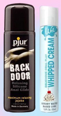 Набір лубрикантів pjur backdoor anal Relaxing jojoba silicone 30 мл + Wet Oral Play Whipped Cream (30 мл) LB742 фото