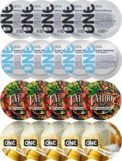 Набір з 20 шт ONE Extra strong + 𝐎𝐍𝐄 𝐒𝐮𝐩𝐞𝐫 𝐒𝐞𝐧𝐬𝐢𝐭𝐢𝐯𝐞 + ONE Tattoo Touch + ONE Banana Split SOS8183 фото