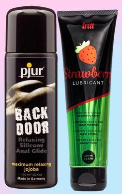 Набір лубрикантів pjur backdoor anal Relaxing jojoba silicone 30 мл + Intt Strawberry (100 мл) LB692 фото