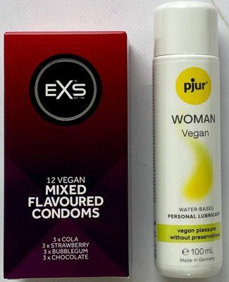 Набір EXS Mixed Flavoured 12 шт + Лубрикант pjur Woman Vegan, 100 мл SOS3237 фото