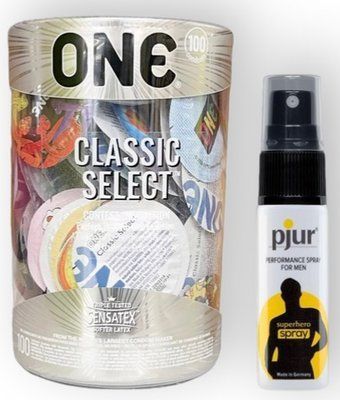 Набор из ONE Classic Select 100 шт + pjur Superhero Spray 20 мл SOS8984 фото