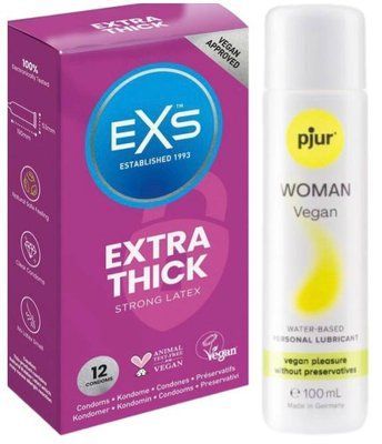 Набір EXS Extra Safe (12 шт) + pjur Woman Vegan 100 мл SOS13555 фото