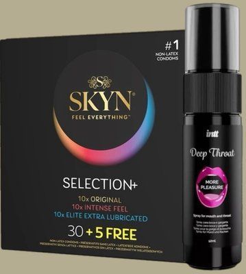 Комплект Skyn ​​Selection 30 шт + 5 of 5 Senses, 35 шт + Спрей Intt Deep Throat Oral Spray (12 мл) SOS5502 фото