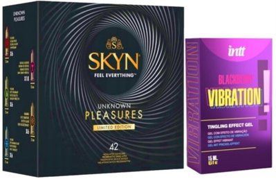 Набор из SKYN Pleasures (42 шт) + Жидкий вибратор Intt Vibration Blackberry (15 мл) SOS10044 фото
